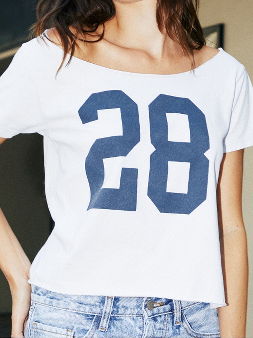 Brandy Melville 28 t-shirt with cut neck and  cropped hem
